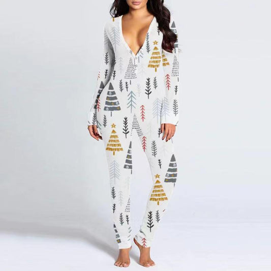 Printed Button Tight Jumpsuit For Women - Sculptify™