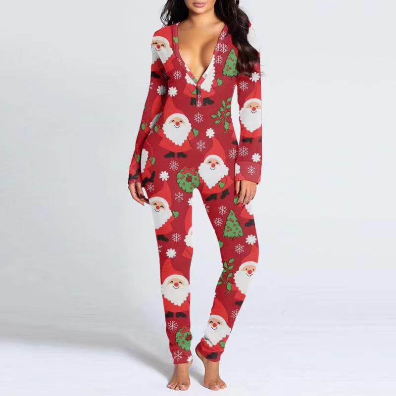 Printed Button Tight Jumpsuit For Women - Sculptify™