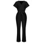 Women's Short-sleeved V-neck Pocket Jumpsuit - Sculptify™