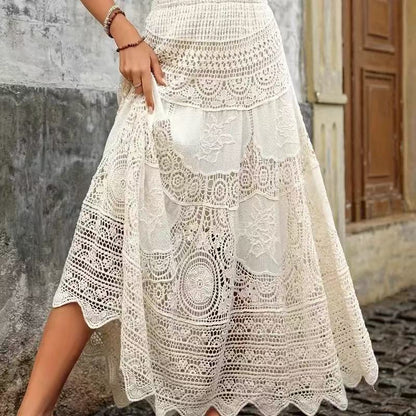 Stylish Big Hem Hollow Knit Skirt