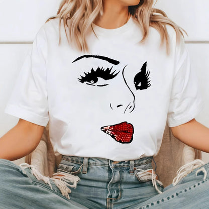 Loose-fitting Short-sleeve T-shirt With A Lip-print Design  Short sleeve t-shirts Sculptify™