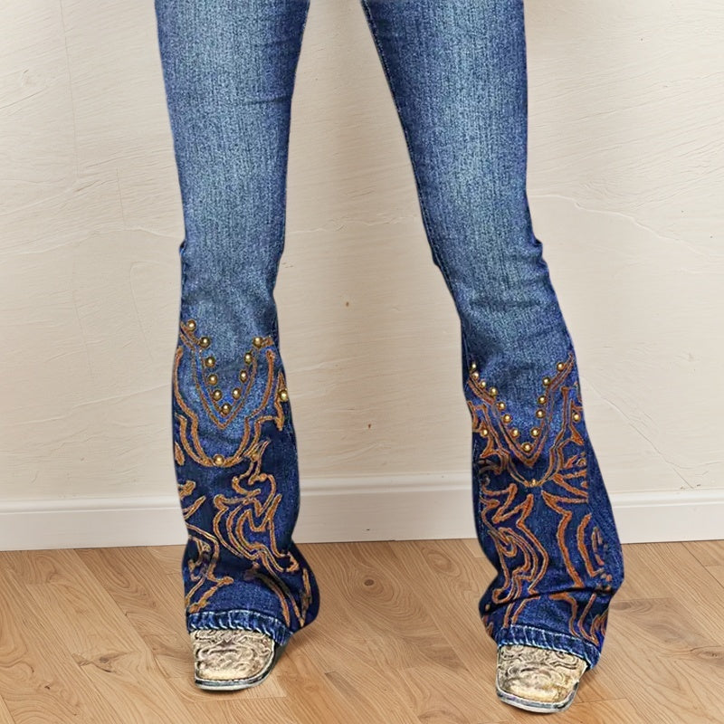 Sweetheart Cut-Out Flare Jeans