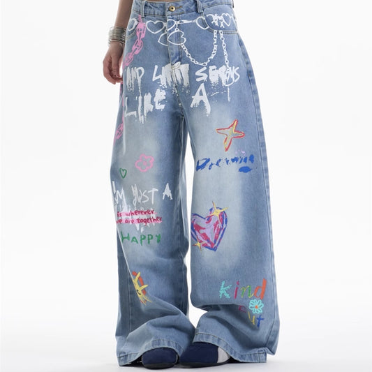 Edgy Waist Chain Printed Jeans