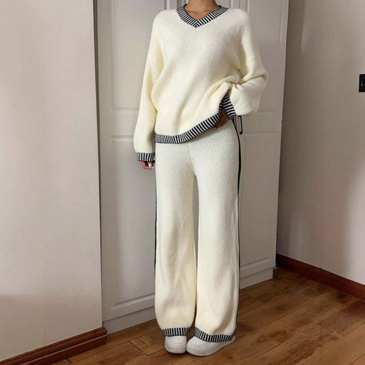 New Korean-style Jacquard Crew-neck Long-sleeve Set - Sculptify™