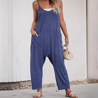 Summer New Casual Spaghetti Straps Knitted Jumpsuit Suspender Trousers - Sculptify™