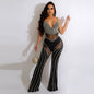Women's See-through Deep V Rhinestone Jumpsuit - Sculptify™