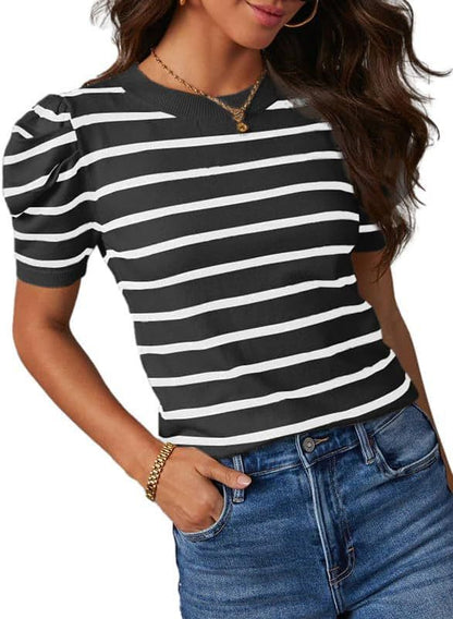 Womens Summer Casual Short-Sleeve Knitted Top  Short sleeve t-shirts Sculptify™