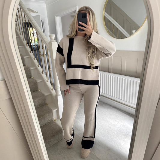 Crew-neck Sweater And Relaxed-fit Casual Pants Set  Sets Sculptify™