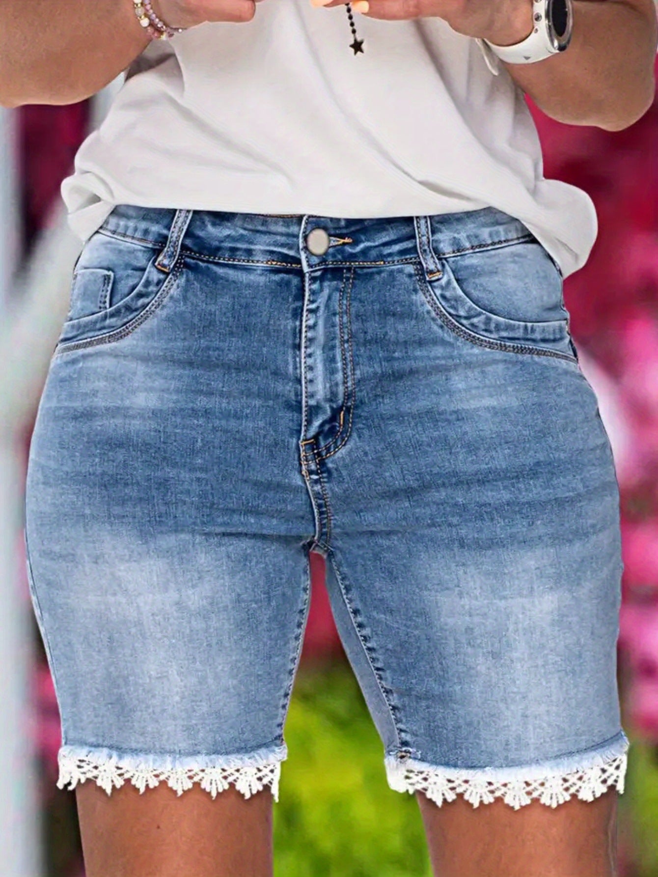 Stylish Light Blue Plus Size Denim Shorts