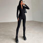 Women's Fashion Personality Chest Zipper Slim-fit Long-sleeved Stretch Bottoming Jumpsuit - Sculptify™