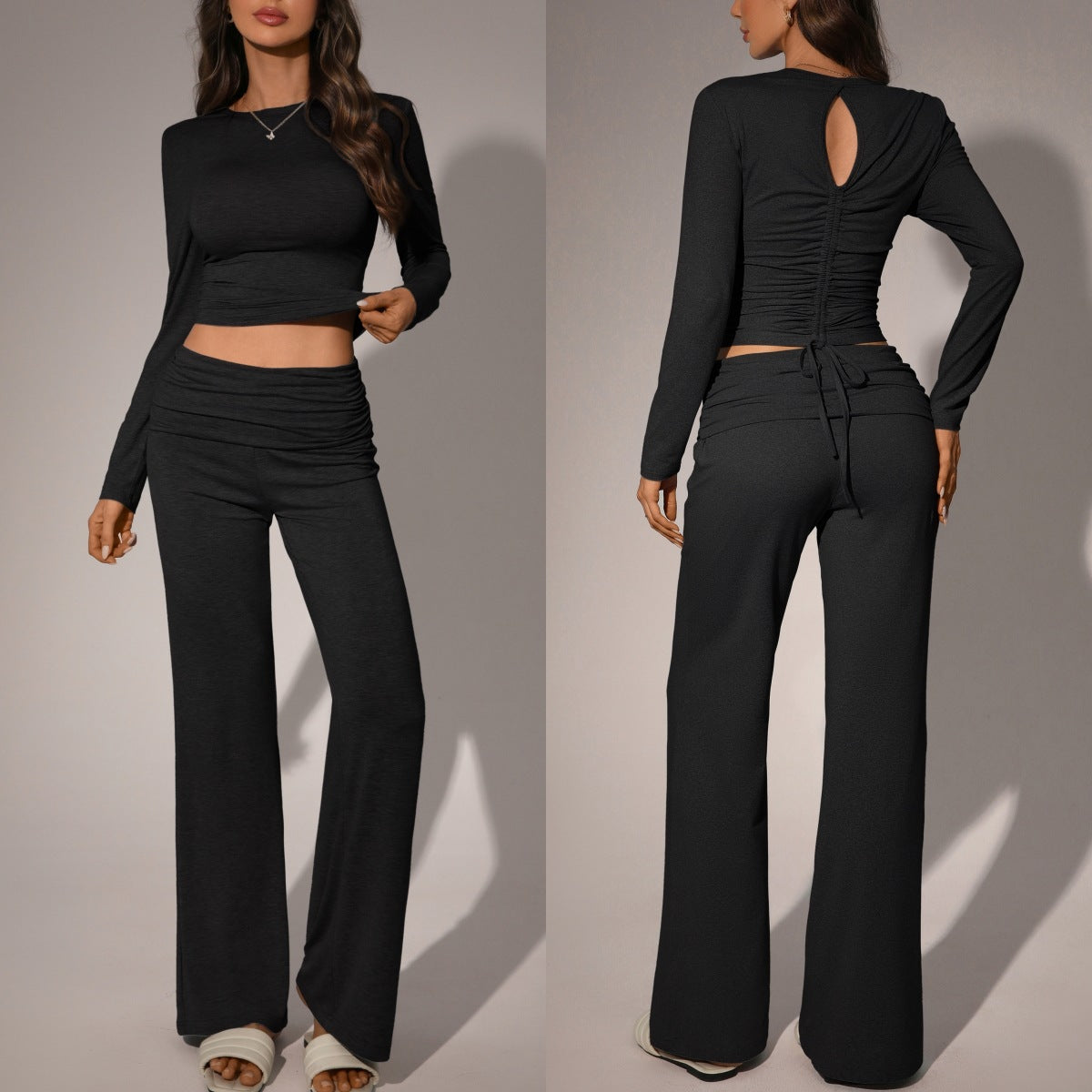 Womens Solid-Color Casual Fashion Top And Pants Set - Sculptify™