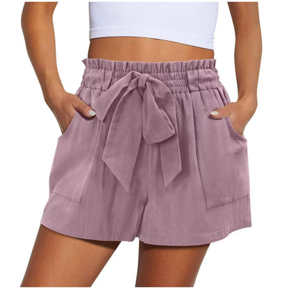 Trendy Knotted Waist Solid Shorts