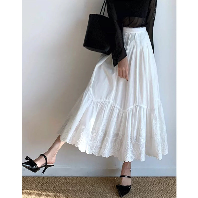 Graceful French-Style White A-Line Skirt