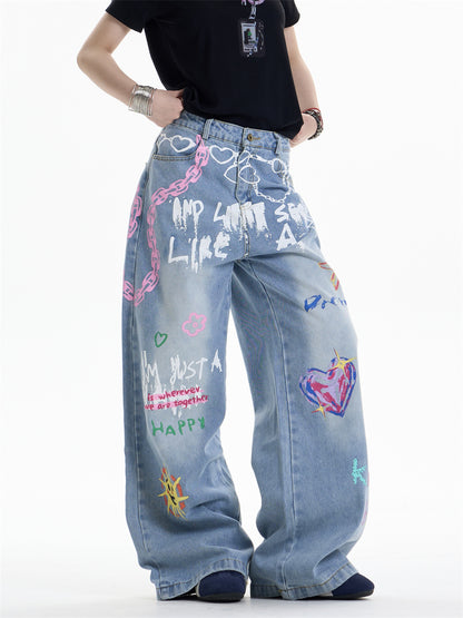 Edgy Waist Chain Printed Jeans