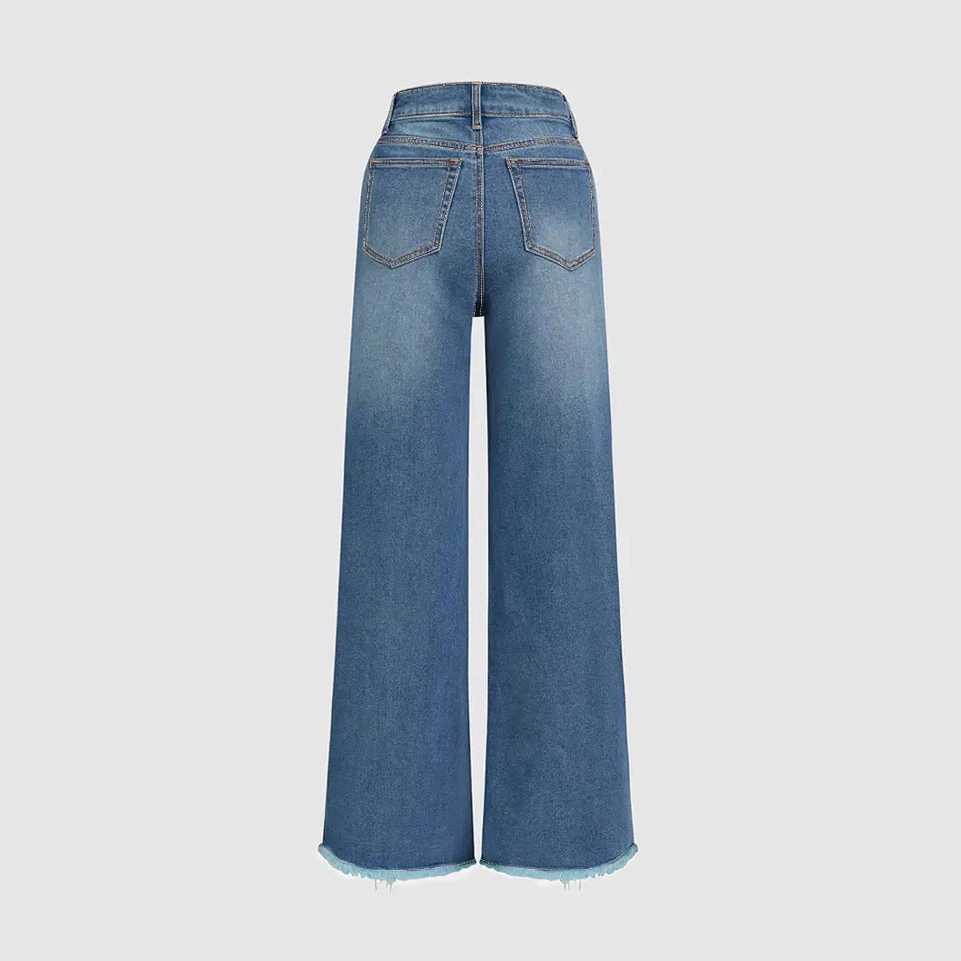 Grunge Flare Raw Hem Jeans