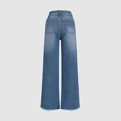 Grunge Flare Raw Hem Jeans