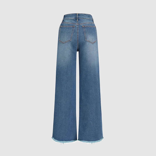 Grunge Flare Raw Hem Jeans