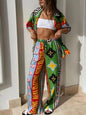 Casual Plant-patterned Short-sleeve Set - Sculptify™