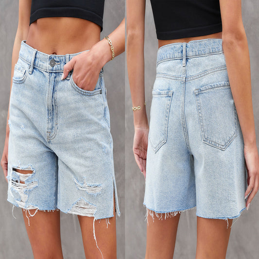 Casual Hipster Water-Washed Shorts
