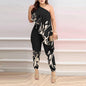 Printed One-shoulder Ruffled Jumpsuit - Sculptify™