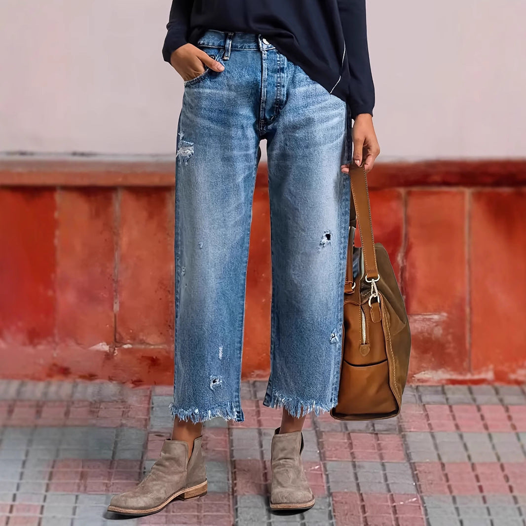 No-Stretch Ripped Street Jeans