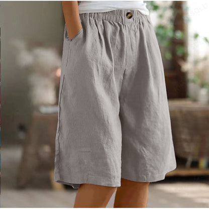 High-Waist Button & Elastic Shorts