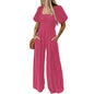 Women's Square Collar Short Sleeve Jumpsuit - Sculptify™