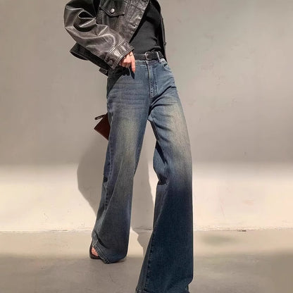 Washed Vintage Mop-Leg Jeans