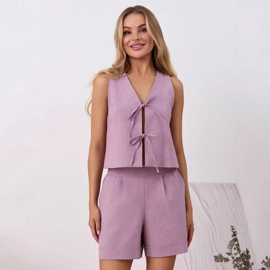 Womens Casual Resort-Style Vest And Shorts Two-Piece Set  Sets Sculptify™