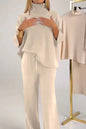 Stylish Casual Solid-color Knit Turtleneck Womens Set For Warmth - Sculptify™