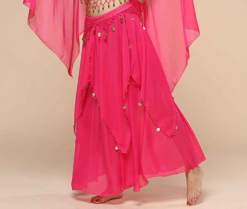 Stage-Ready Coin Hanging Chiffon Skirt