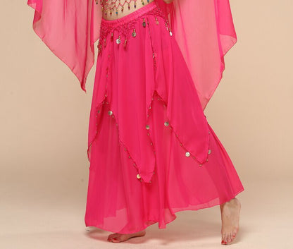 Stage-Ready Coin Hanging Chiffon Skirt