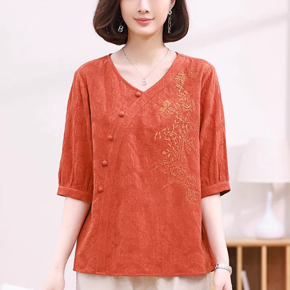 Short Sleeve T-shirt Women's Summer Cotton And Linen Chinese Style Top  Short sleeve t-shirts Sculptify™