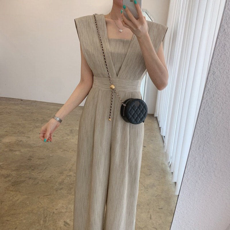 Women's Chiffon Retro Sleeveless Jumpsuit Wide Leg Pants - Sculptify™