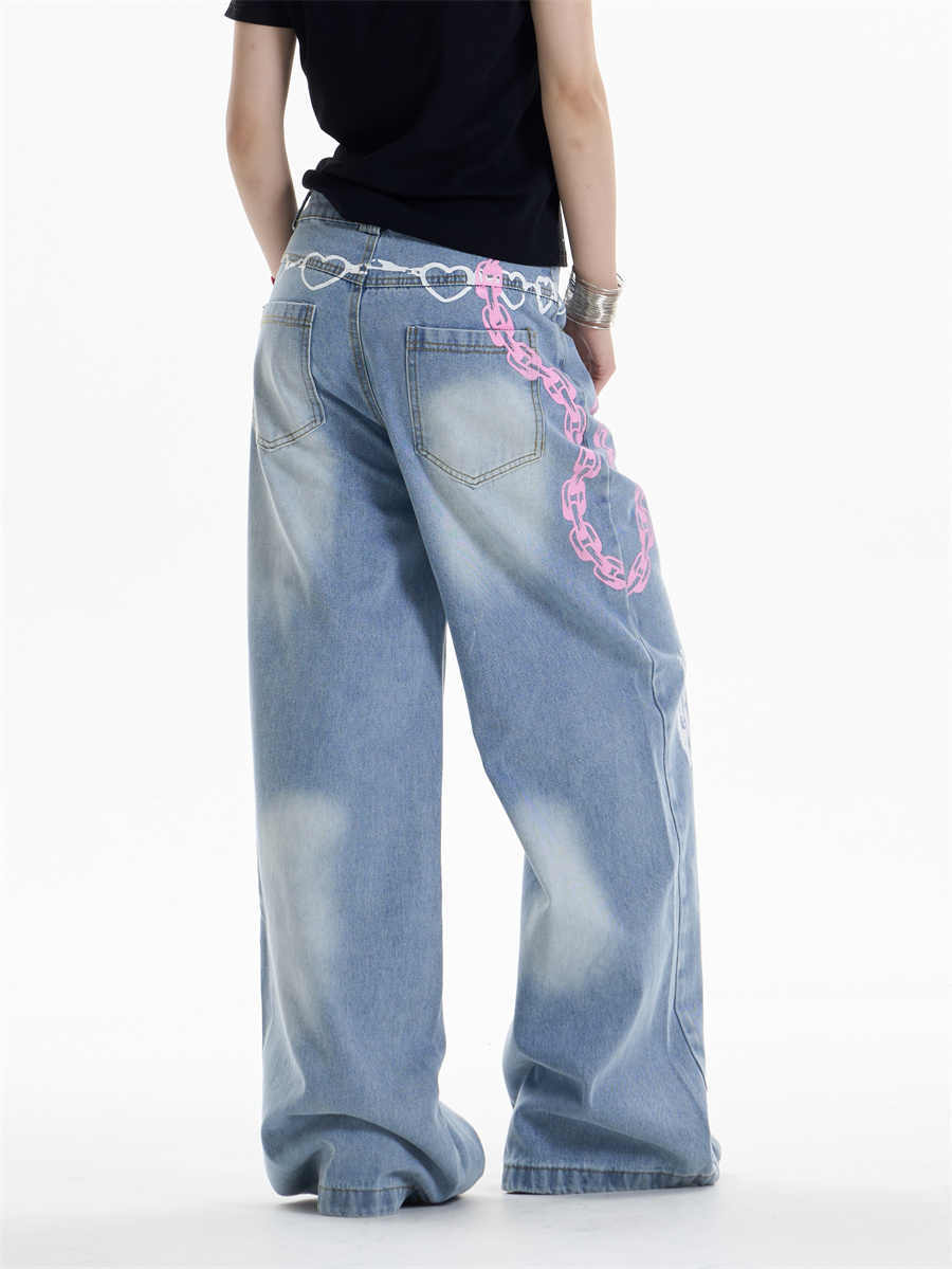 Edgy Waist Chain Printed Jeans