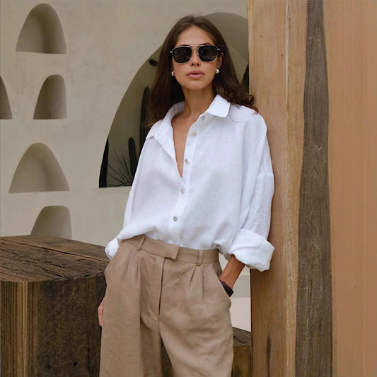 Casual Solid-color Minimalist Loose-fit Shirt - Sculptify™