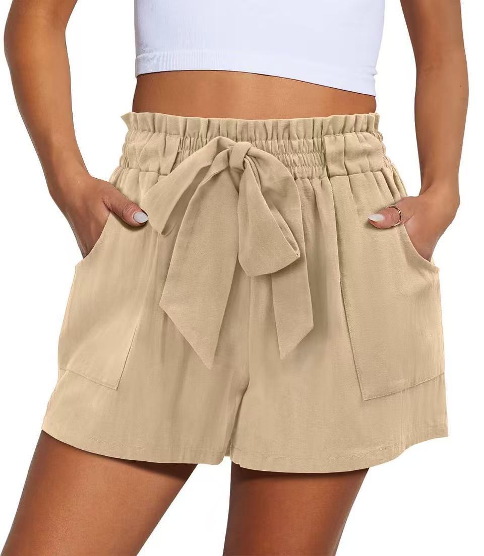 Trendy Knotted Waist Solid Shorts