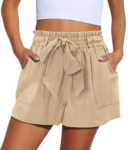 Trendy Knotted Waist Solid Shorts