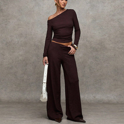 Long Sleeve T Shirt And Straight Leg Pants Set - Sculptify™