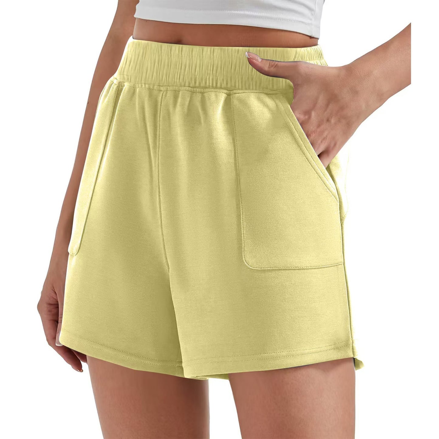 Casual Loose Fit Cream Sports Shorts