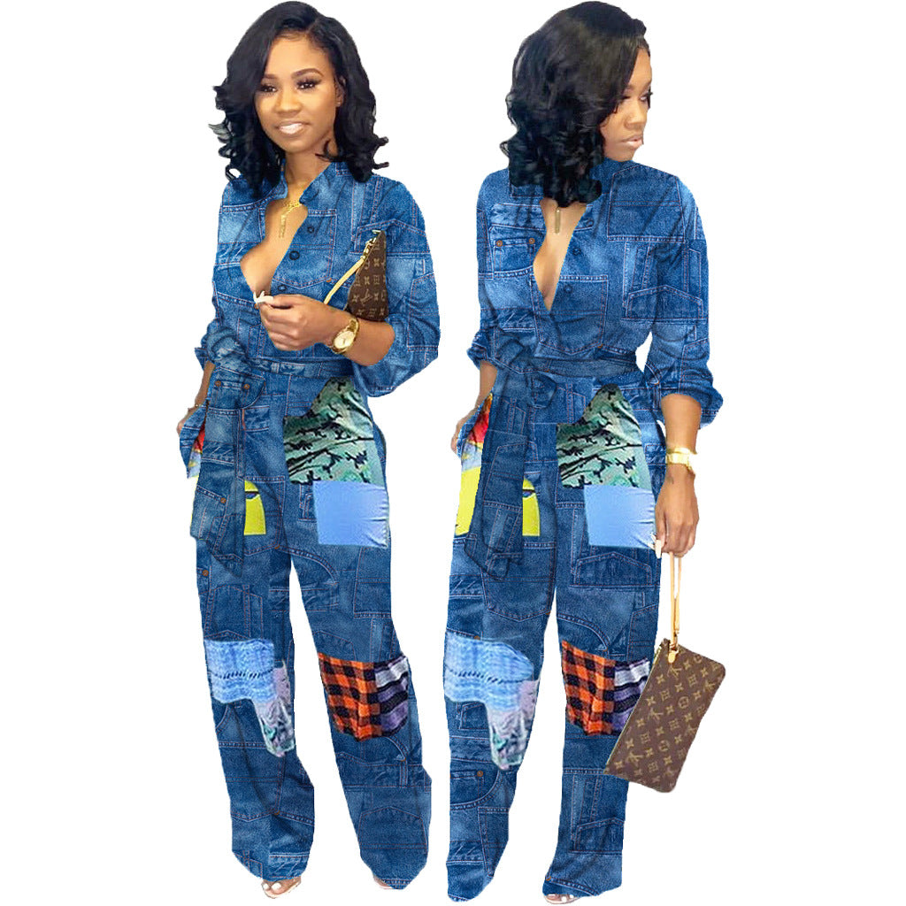 European And American Fashion Denim Jumpsuit - Sculptify™