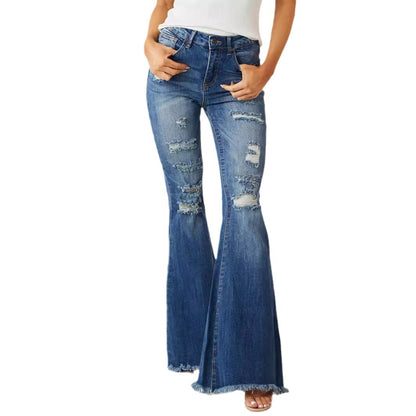 European Style Mid-Waist Flare Jeans