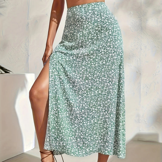 Women’s Chinese-Style Floral Split Skirt