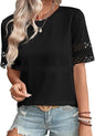 Womens Round-Neck Hollow Short-Sleeve Shirt T-Shirt  Short sleeve t-shirts Sculptify™