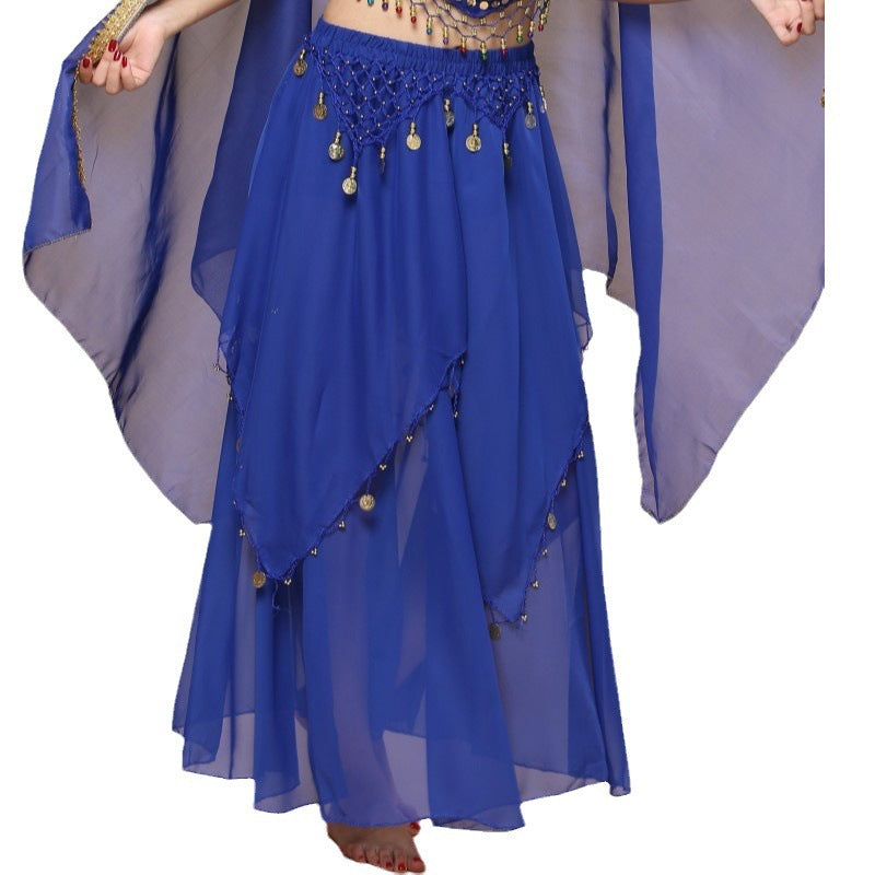 Stage-Ready Coin Hanging Chiffon Skirt
