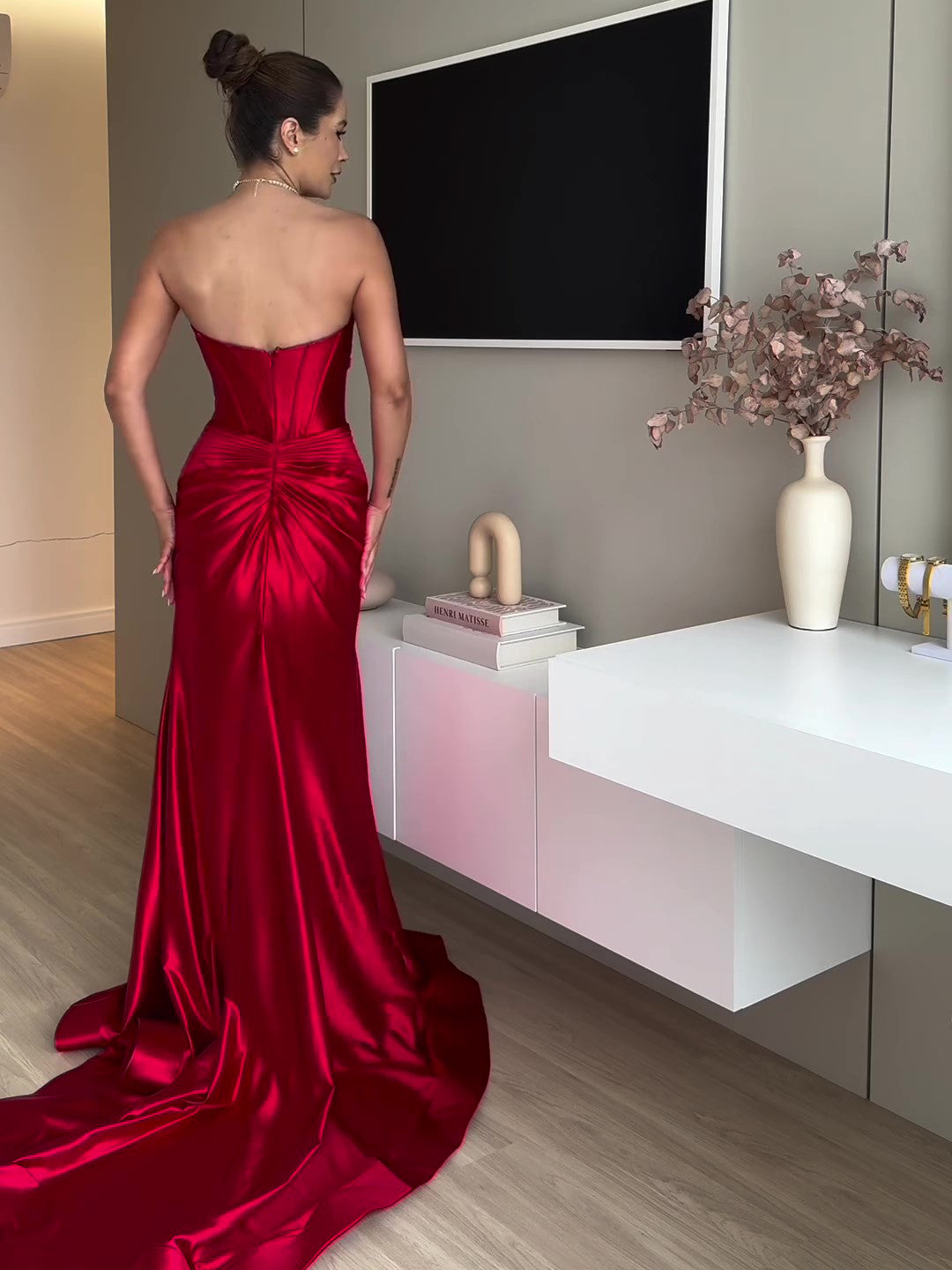 Tube Top Slit Red Extra Long Evening Dress - Sculptify™