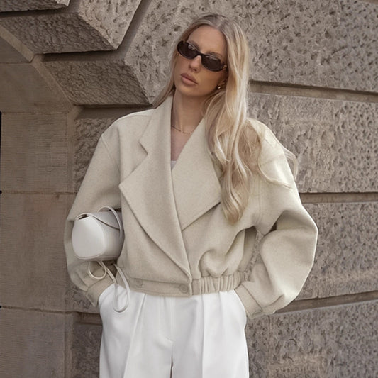 Commuter Wool Coat With A Blazer Collar For Women - Sculptify™