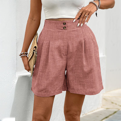 Casual Solid Color Straight-Leg Shorts