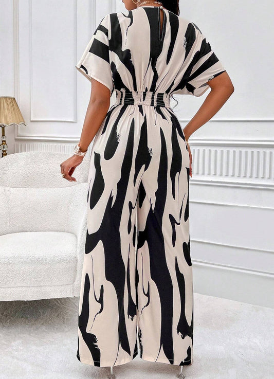 V-neck Loose Printed Long Jumpsuit - Sculptify™