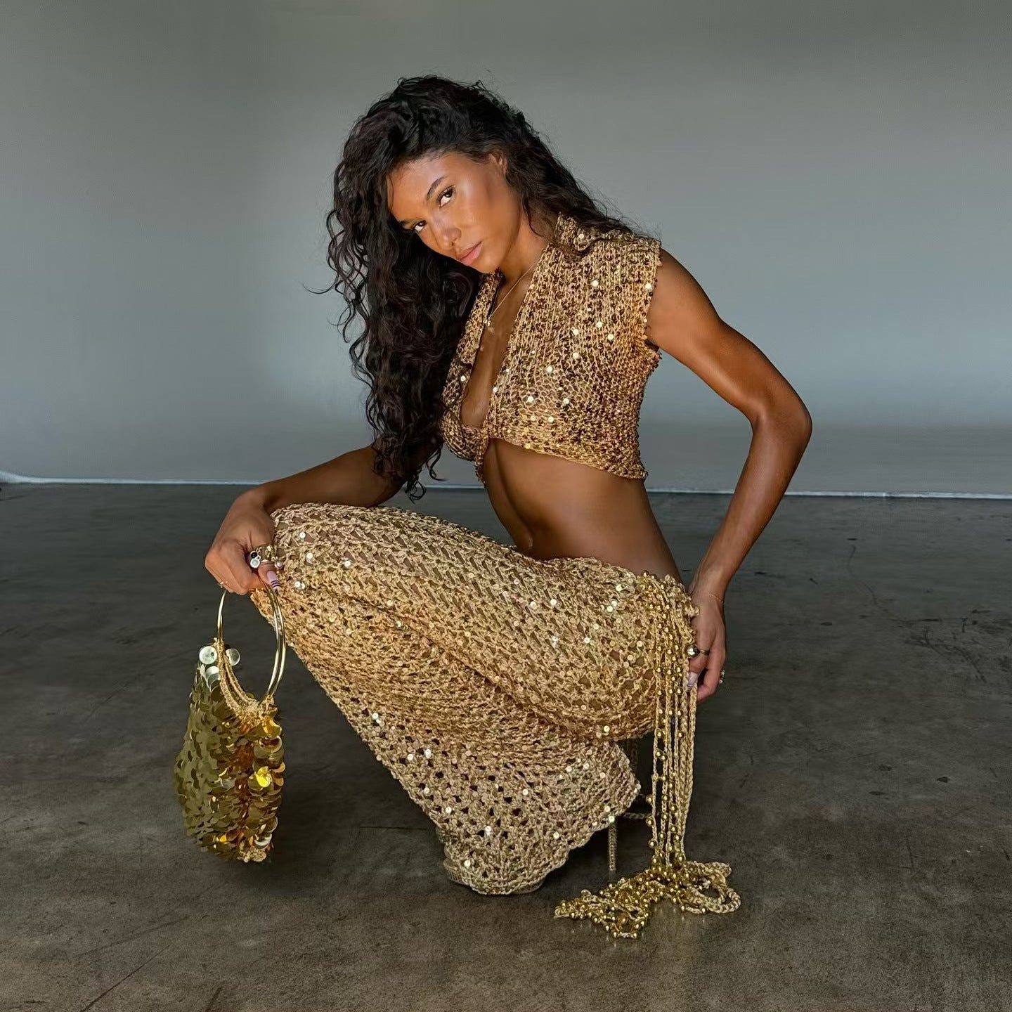 Sexy Cutout Sequin Set For Curvy Women - Sculptify™